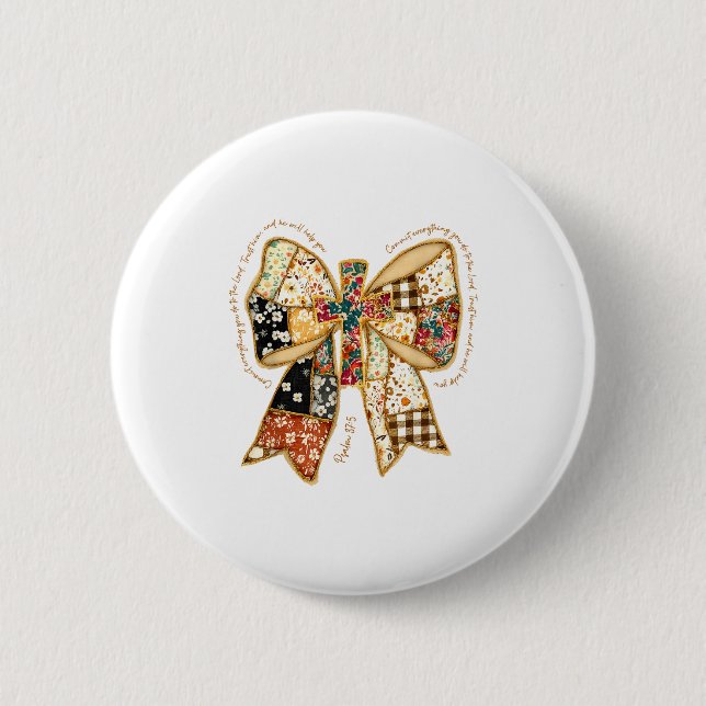Chapa Redonda De 5 Cm Christian Verse Bible Jesus Coquette Bow Patchwork (Anverso)