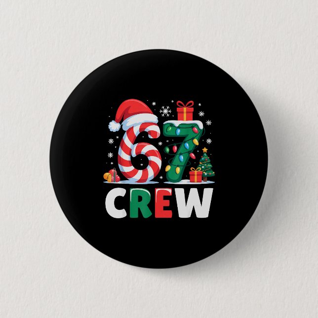 Chapa Redonda De 5 Cm Christmas 67 Crew Brainrot Funny Candy Cane Lights (Anverso)