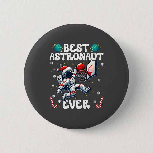 Chapa Redonda De 5 Cm Christmas Astronaut Ever Santa Hat Snowflakes Cand (Anverso)