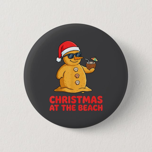 Chapa Redonda De 5 Cm Christmas At The Beach Shirt Funny Sandman Trocal  (Anverso)
