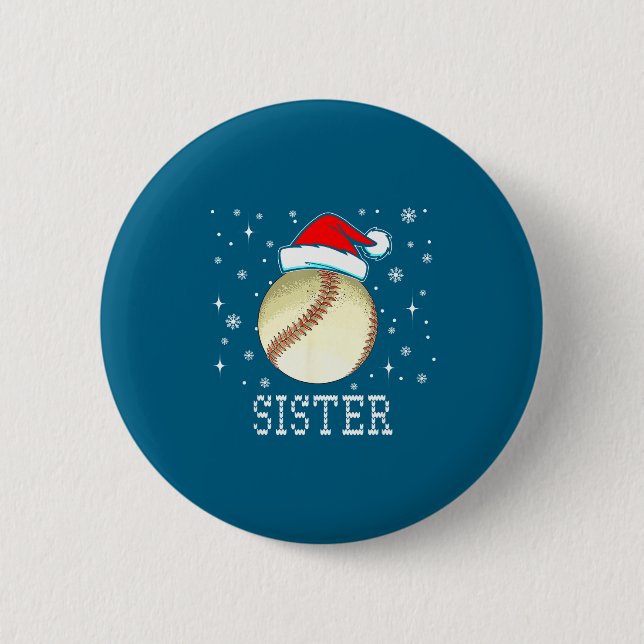 Chapa Redonda De 5 Cm Christmas Baseball Sister Xmas Santa Hat Kids Boys (Anverso)