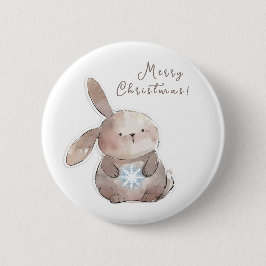 Chapa Redonda De 5 Cm Christmas Bunny and Snowflake, personalized