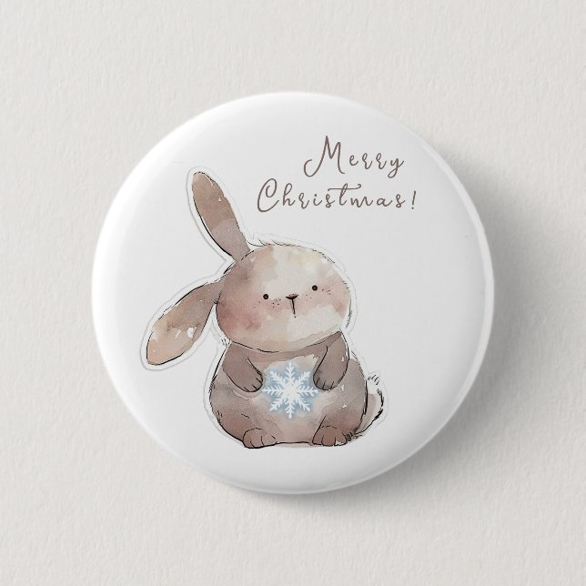 Chapa Redonda De 5 Cm Christmas Bunny and Snowflake, personalized (Anverso)