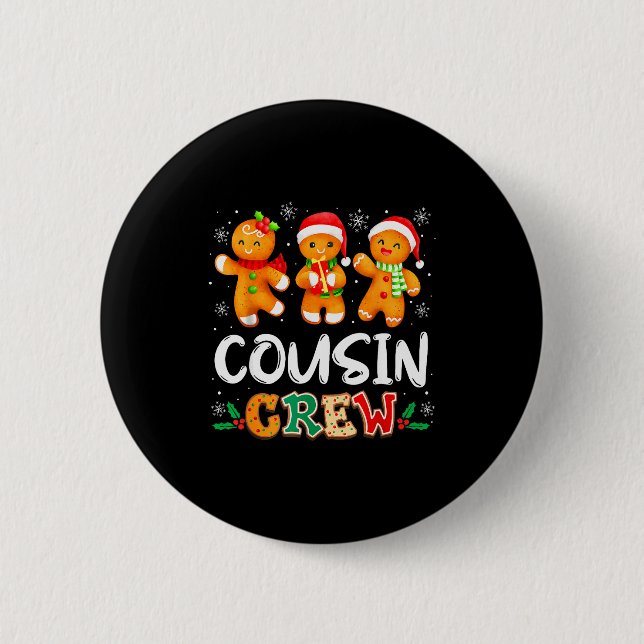 Chapa Redonda De 5 Cm Christmas Cousin Crew Santa Hat Family Matching Fu (Anverso)