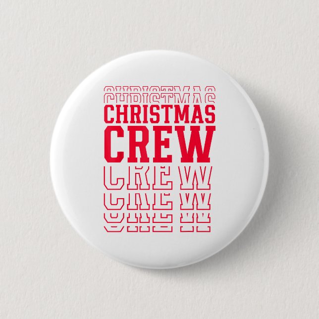 Chapa Redonda De 5 Cm Christmas Crew Red Layered Text Family Santa Xmas  (Anverso)