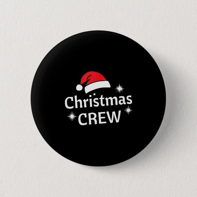 Chapa Redonda De 5 Cm Christmas Crew Santa's Hat Merry Xmas  (Anverso)