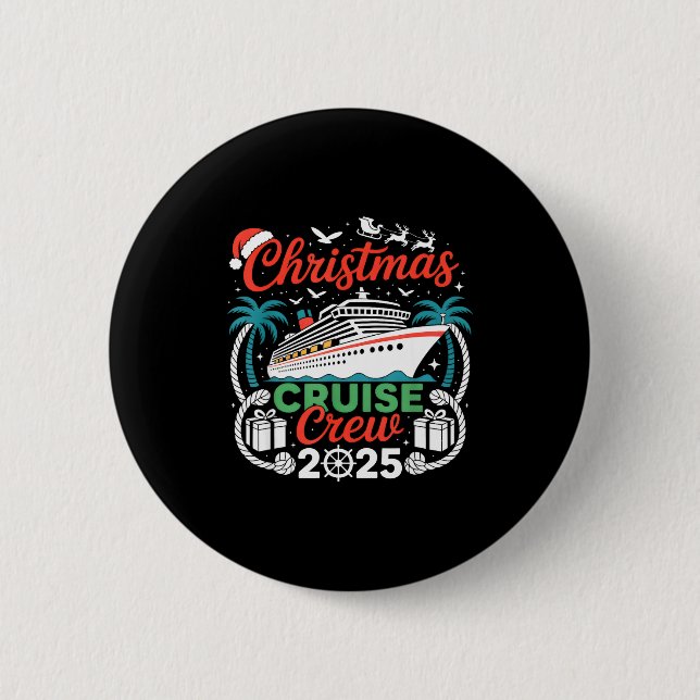 Chapa Redonda De 5 Cm Christmas Cruise Crew 2025 Matching  (Anverso)