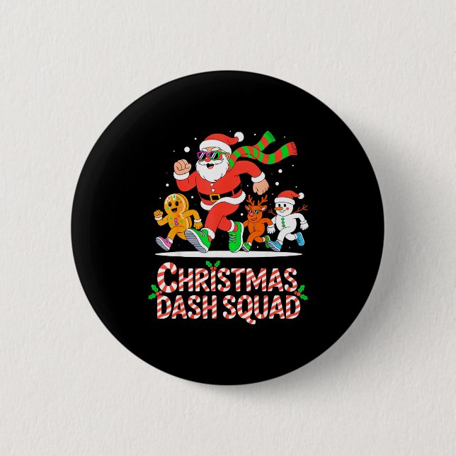 Chapa Redonda De 5 Cm Christmas Dash Squad Running Runner Marathon Team  (Anverso)