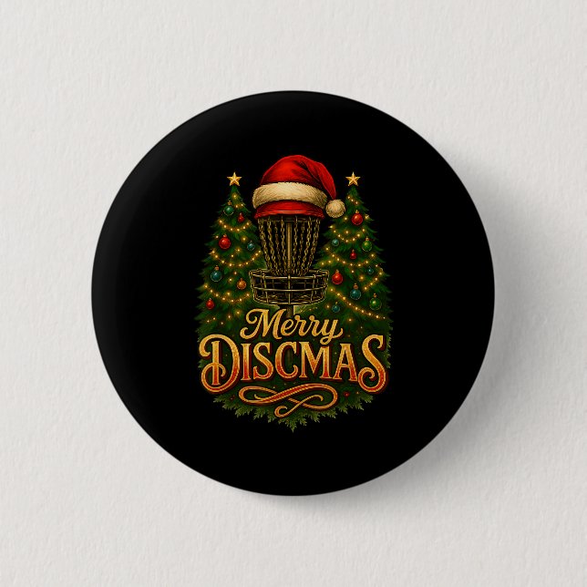 Chapa Redonda De 5 Cm Christmas Disc Golf Merry Discmas  (Anverso)