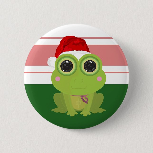 Chapa Redonda De 5 Cm Christmas Frog (Anverso)