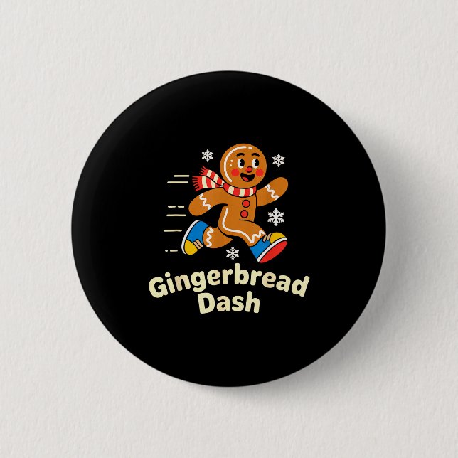 Chapa Redonda De 5 Cm Christmas Gingerbread Dash Running Runner Xmas Mar (Anverso)