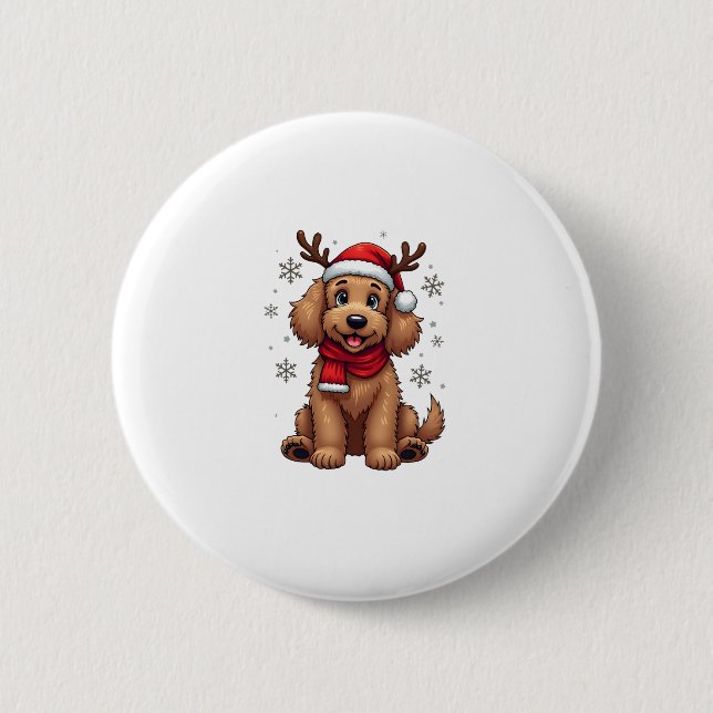 Chapa Redonda De 5 Cm Christmas Goldendoodle Dog Reindeer Holiday Doodle (Anverso)