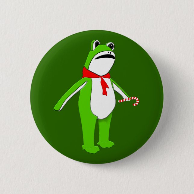 Chapa Redonda De 5 Cm Christmas Holiday Frog (Anverso)