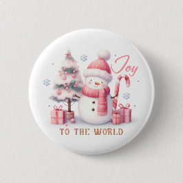 Chapa Redonda De 5 Cm Christmas Joy to the World Button
