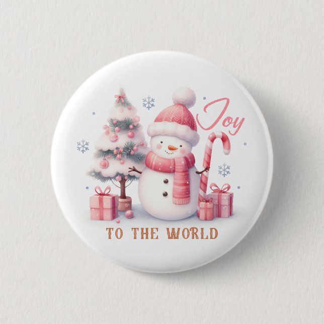 Chapa Redonda De 5 Cm Christmas Joy to the World Button (Anverso)