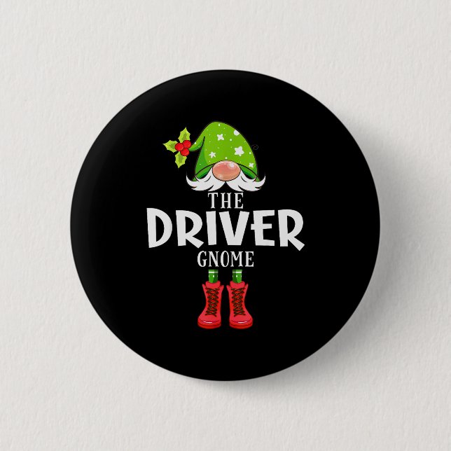 Chapa Redonda De 5 Cm Christmas Matching Family The Driver Gnome  (Anverso)