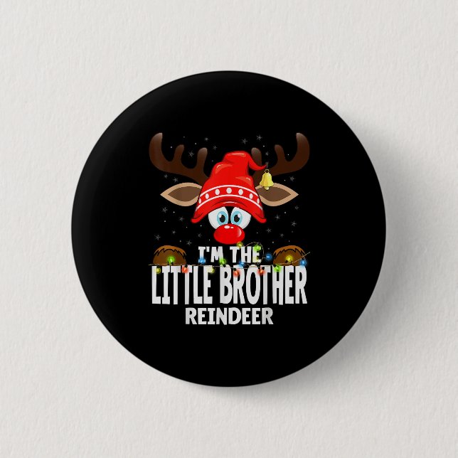 Chapa Redonda De 5 Cm Christmas Matching I'm The Little Brother Reindeer (Anverso)
