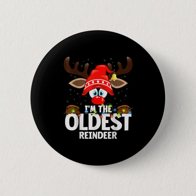 Chapa Redonda De 5 Cm Christmas Matching I'm The Oldest Reindeer  (Anverso)