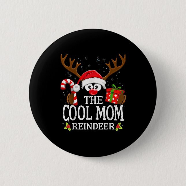 Chapa Redonda De 5 Cm Christmas Matching The Cool Mom Reindeer Family  (Anverso)