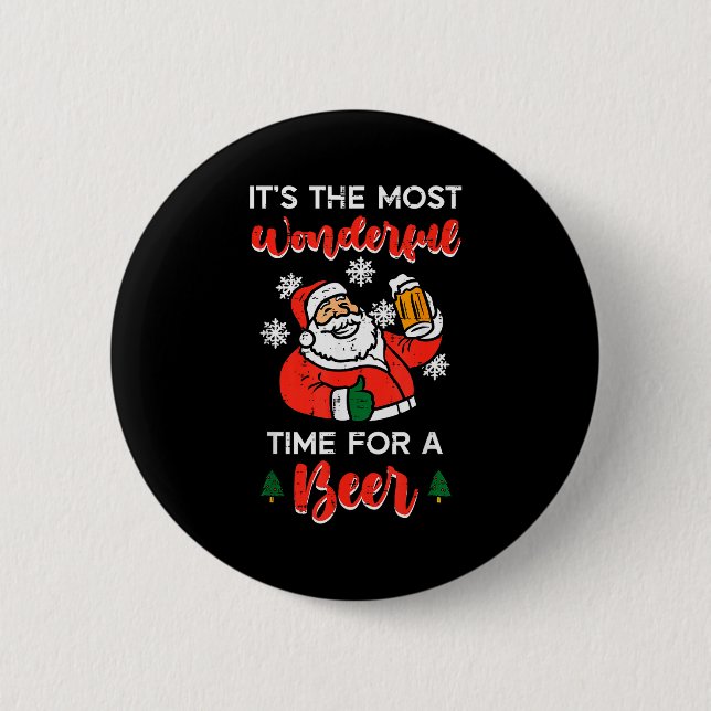 Chapa Redonda De 5 Cm Christmas Most Wonderful Time For Funny Santa Xmas (Anverso)