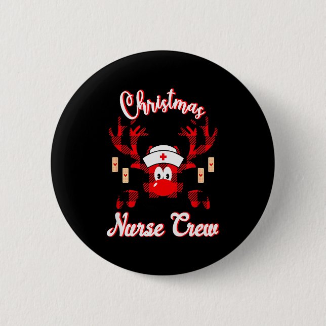 Chapa Redonda De 5 Cm Christmas Nurse Crew - A Reindeer Nurse Buffalo Pl (Anverso)