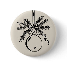 Christmas ornament with bow and pine branch