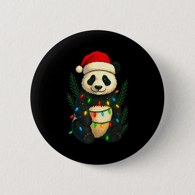 Chapa Redonda De 5 Cm Christmas Panda  (Anverso)