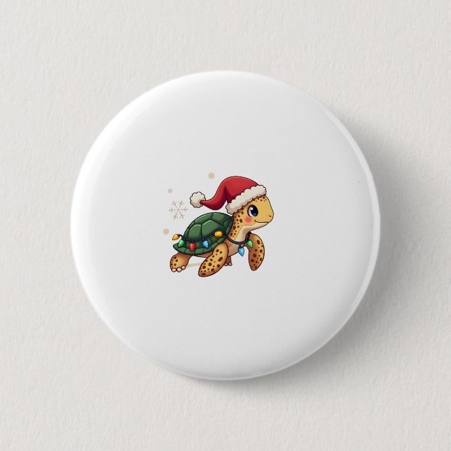 Chapa Redonda De 5 Cm Christmas Sea Turtle Santa Xmas Men Women Boys Gir (Anverso)