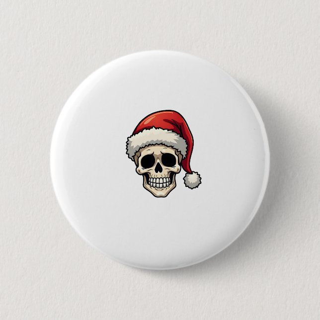 Chapa Redonda De 5 Cm Christmas Skull Funny Santa XMES Men Women T-Shirt (Anverso)