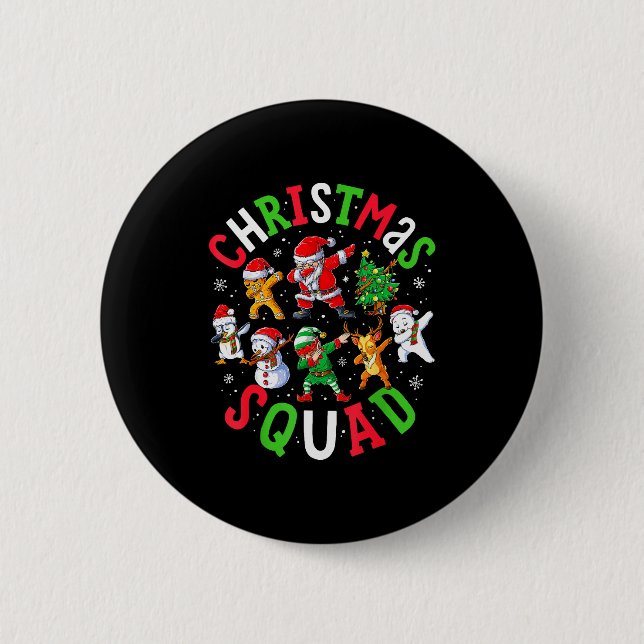 Chapa Redonda De 5 Cm Christmas Squad Santa Dabbing Elf Family Matching  (Anverso)