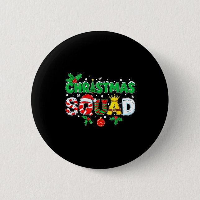 Chapa Redonda De 5 Cm Christmas Squad Santa Dabbing Elf Family Matching  (Anverso)