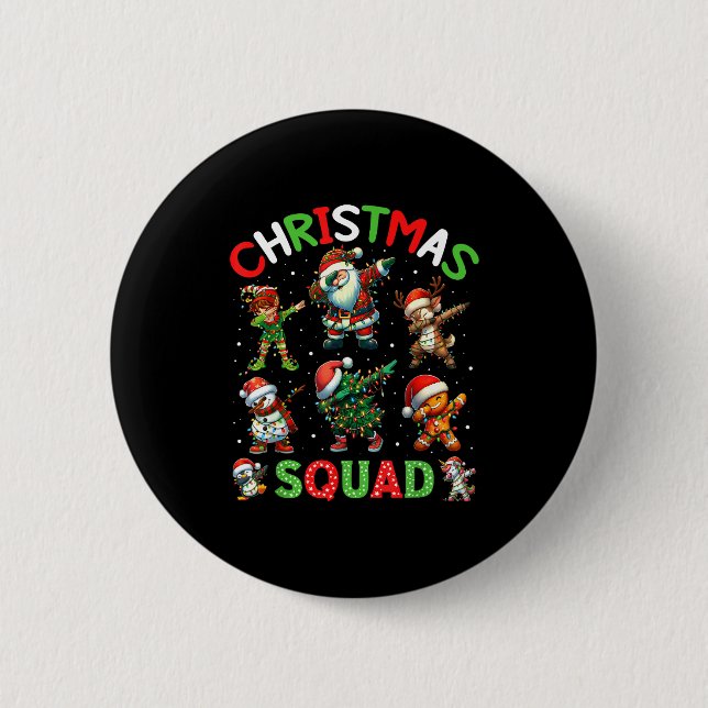 Chapa Redonda De 5 Cm Christmas Squad Santa Dabbing Elf Family Matching  (Anverso)