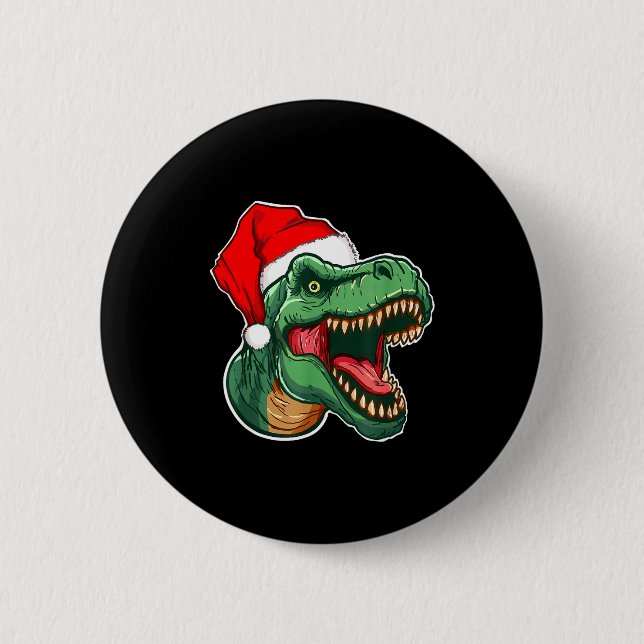 Chapa Redonda De 5 Cm Christmas T-rex  (Anverso)
