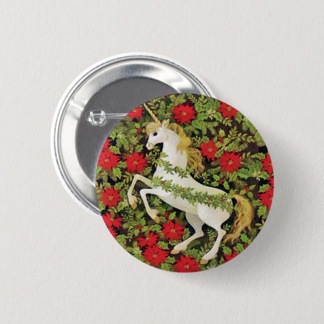 Chapa Redonda De 5 Cm Christmas Unicorn (Anverso y reverso)