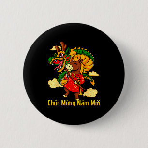 Chapa Redonda De 5 Cm Chuc Mung Nam Moi 2026 Año del Caballo Dragón Da