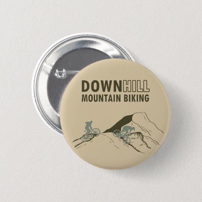 Chapa Redonda De 5 Cm Ciclismo de montaña cuesta abajo (Anverso y reverso)