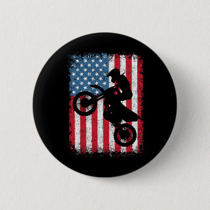 Chapa Redonda De 5 Cm Ciclista de Motocross de Bicicleta Bandera America