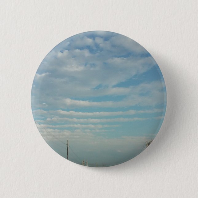 Chapa Redonda De 5 Cm cielo azul con nubes onduladas (Anverso)