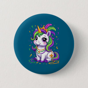 Chapa Redonda De 5 Cm Cierno Unicornio Carnaval de Mardi Gras Martes de