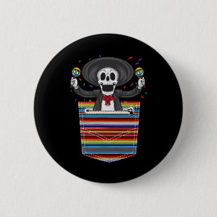 Chapa Redonda De 5 Cm Cinco De Mayo 2025 Calaca Blanket Pocket Serape Me