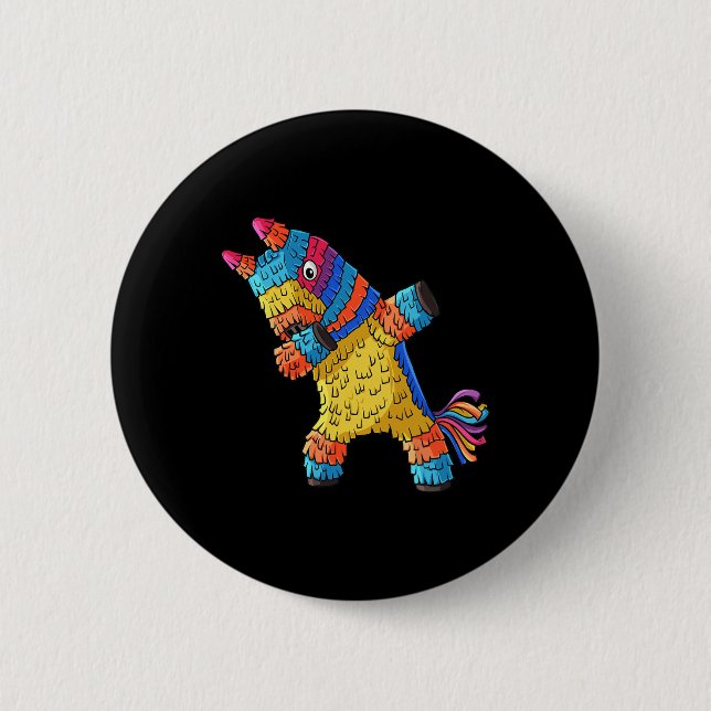 Chapa Redonda De 5 Cm Cinco de Mayo Dabbing Donkey Pinata Diversión Mexi (Anverso)