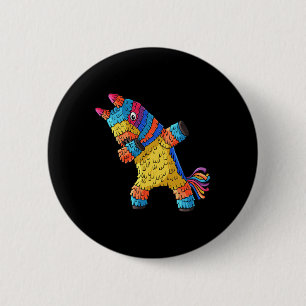 Chapa Redonda De 5 Cm Cinco de Mayo Dabbing Donkey Piñata Divertido Mexi