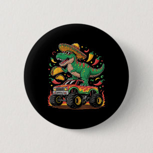 Chapa Redonda De 5 Cm Cinco de Mayo Dinosaurio Taco Monstruo Sombrero