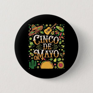 Chapa Redonda De 5 Cm Cinco de Mayo Fiesta Cute Elementos Fiestas