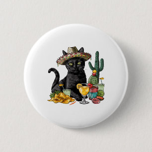 Chapa Redonda De 5 Cm Cinco De Mayo Gato Negro Cocina Mexicana Gato Negr