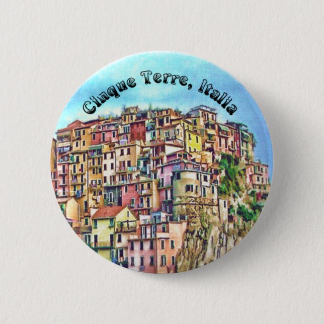 Chapa Redonda De 5 Cm Cinque Terre, Italia (Anverso)