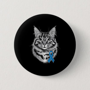 Chapa Redonda De 5 Cm Cinta Azul Apoyo Diabetes Sensibilización Gato Par