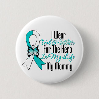 Chapa Redonda De 5 Cm Cinta de cáncer cervical mi héroe mi mamá