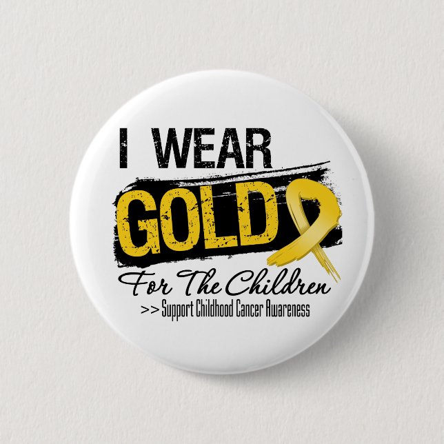 Chapa Redonda De 5 Cm Cinta De Cáncer Infantil Para Niños (Anverso)