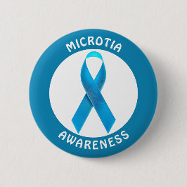 Chapa Redonda De 5 Cm Cinta de concienciación azul sobre microtia